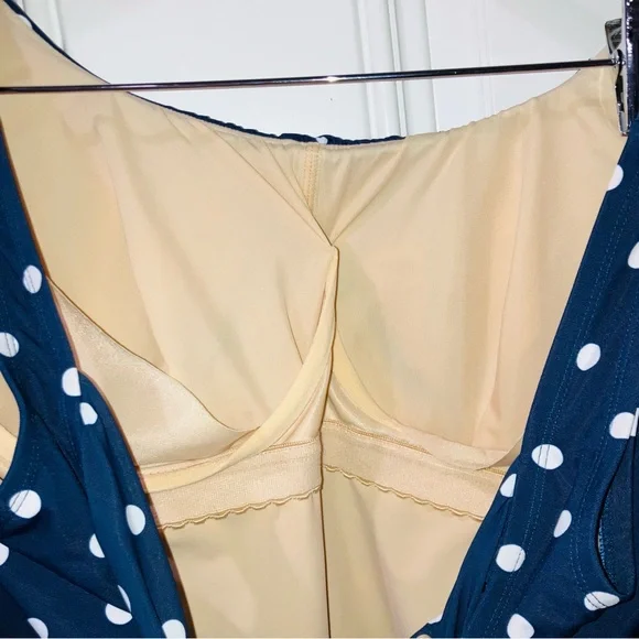 LANDS' END Blue Polka Dot Slimming One-Piece Swimsuit Size 18W Modest Feminine - Picture 8 of 9